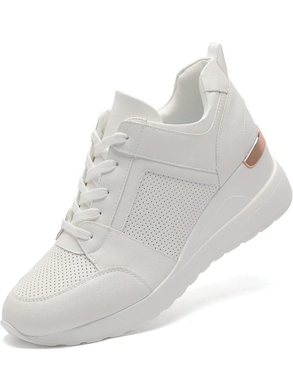 Stylish Women's High Heel Wedge Sneakers - Lace Up Platform Fashion Shoes